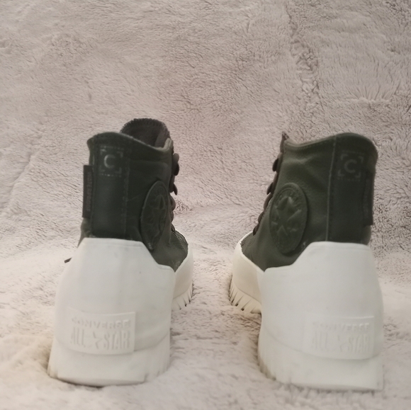 Converse Leather Unisex Cargo Green White Lugged Sole Moto Boho 2.0 High Top - Picture 5 of 9